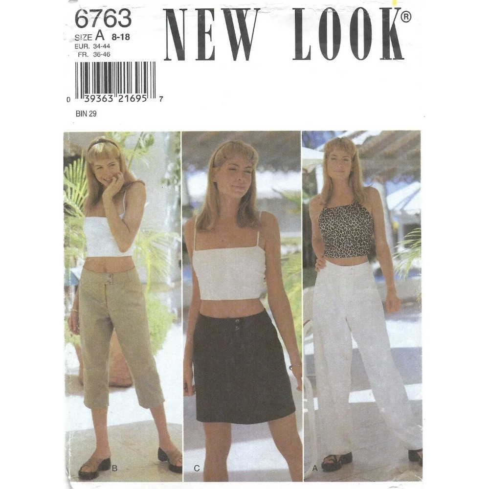 New Look 6763 A-Line Skirt, Pants & Capris Wide Waistband Sz 8-18 UNCUT